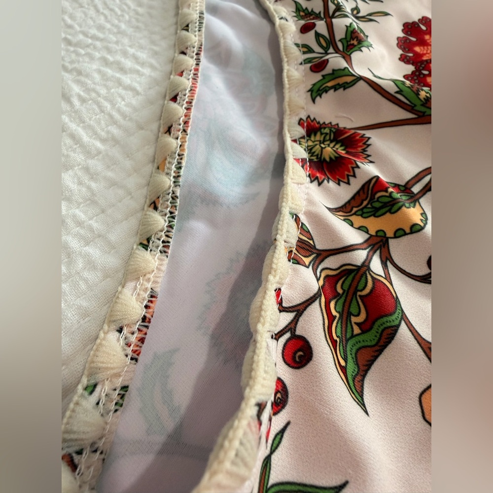 Modlily 2 Piece Floral One-Piece Swimsuit Cream / Red with Wrap Women’s Large - Picture 2 of 9